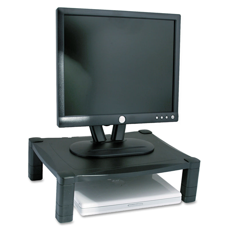 Kantek Single-Level Monitor Stand, 17" x 13.25" x 3" to 6.5", Black, Supports 50 lbs