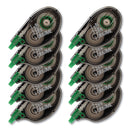 Tombow MONO Correction Tape, Gray/Clear Applicator, 0.17" x 394", White Tape, 10/Pack