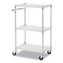 Alera Three-Shelf Wire Cart with Liners, Metal, 3 Shelves, 450 lb Capacity, 24" x 16" x 39", Silver