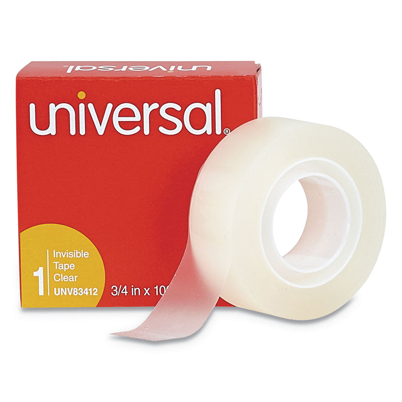 Universal Invisible Tape, 1" Core, 0.75" x 83.33 ft, Clear, 12/Pack