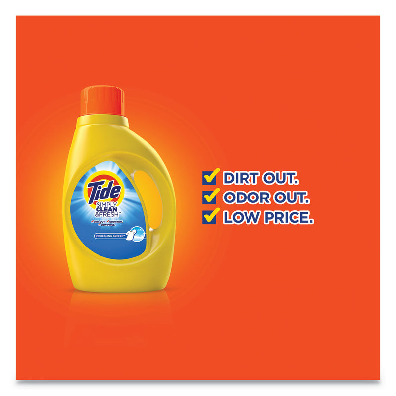 Tide Simply Clean and Fresh Laundry Detergent, Refreshing Breeze, 64 Loads, 92 oz Bottle, 4/Carton