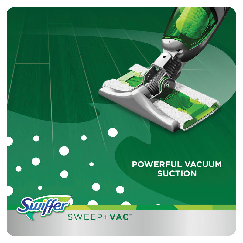 Swiffer Sweep + Vac Starter Kit with 8 Dry Cloths, 10" Cleaning Path, Green/Silver