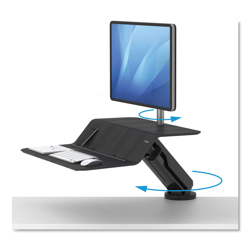 Fellowes Lotus RT Sit-Stand Workstation, 48" x 30" x 42.2" to 49.2", Black
