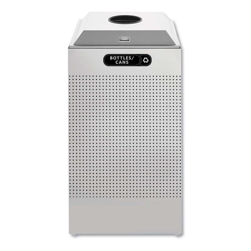 Rubbermaid Silhouette Can/Bottle Recycling Receptacle, Square, Steel, 29 gal, Silver