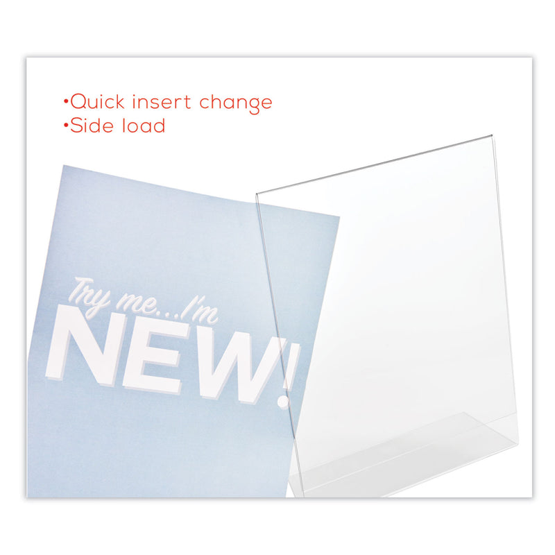 deflecto Classic Image Slanted Sign Holder, 8.5 x 11, Clear Frame, 12/Pack