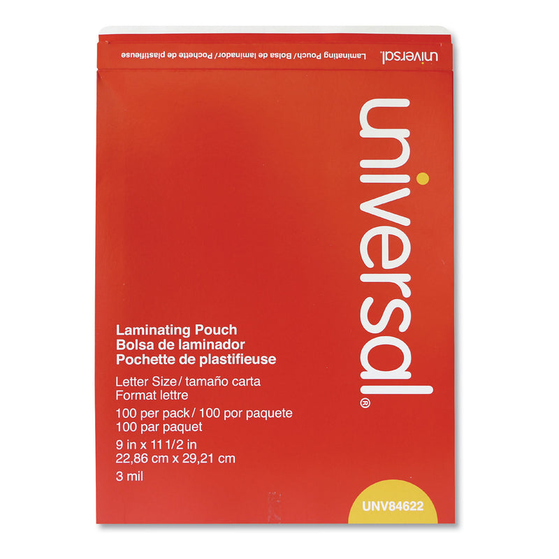 Universal Laminating Pouches, 3 mil, 9" x 11.5", Matte Clear, 100/Box