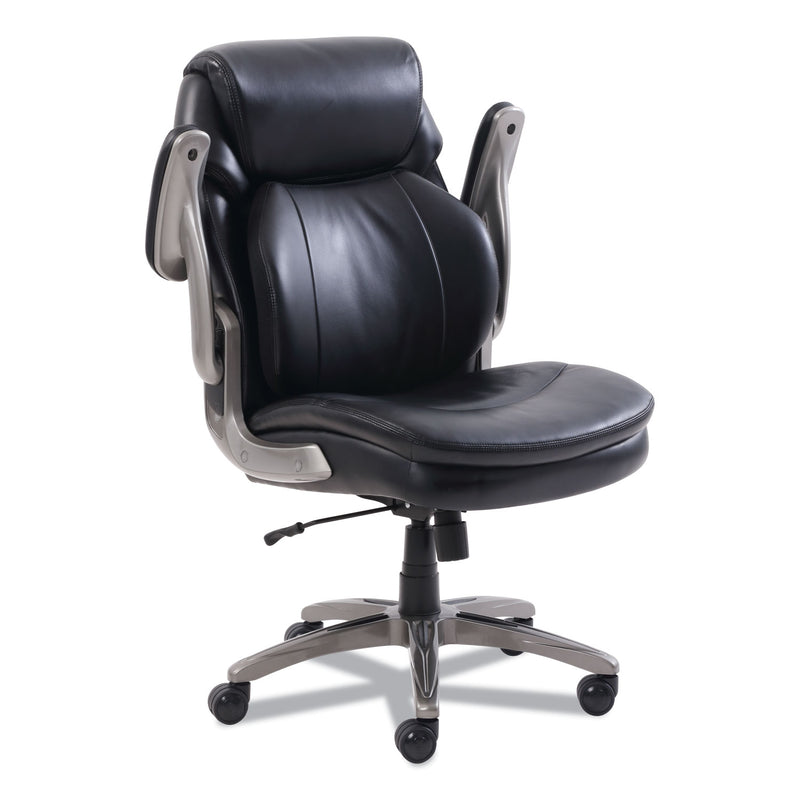 SertaPedic Cosset Mid-Back Executive Chair, Supports Up to 275 lb, 18.5" to 21.5" Seat Height, Black Seat/Back, Slate Base