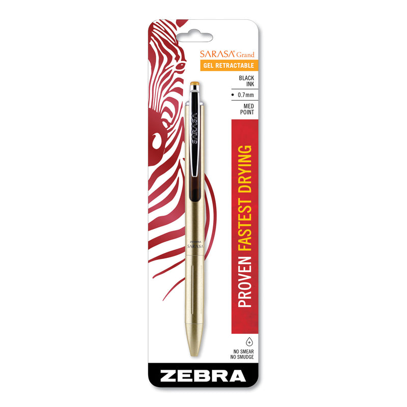 Zebra Sarasa Grand Gel Pen, Retractable, Fine 0.7 mm, Black Ink, Gold Barrel