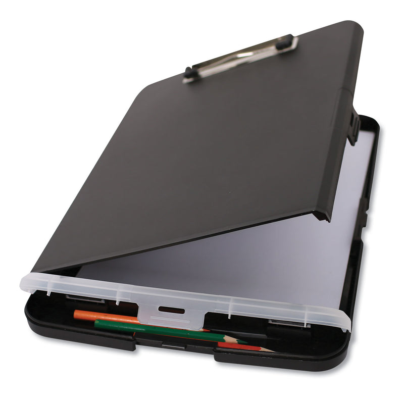 Universal Storage Clipboard with Pen Compartment, 0.5" Clip Capacity, Holds 8.5 x 11 Sheets, Black