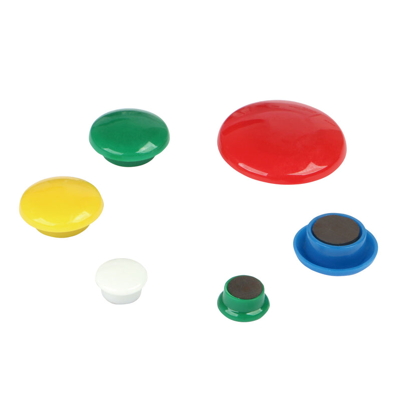 Universal Assorted Magnets, Circles, Assorted Colors, 0.63", 1", 1.63" Diameters, 30/Pack