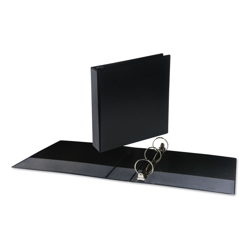 Universal Deluxe Round Ring View Binder, 3 Rings, 2" Capacity, 11 x 8.5, Black