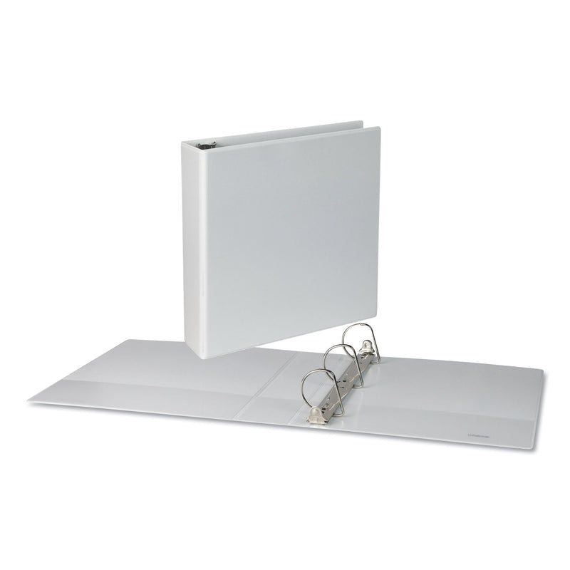 Universal Slant D-Ring View Binder, 3 Rings, 2" Capacity, 11 x 8.5, White, 4/Pack