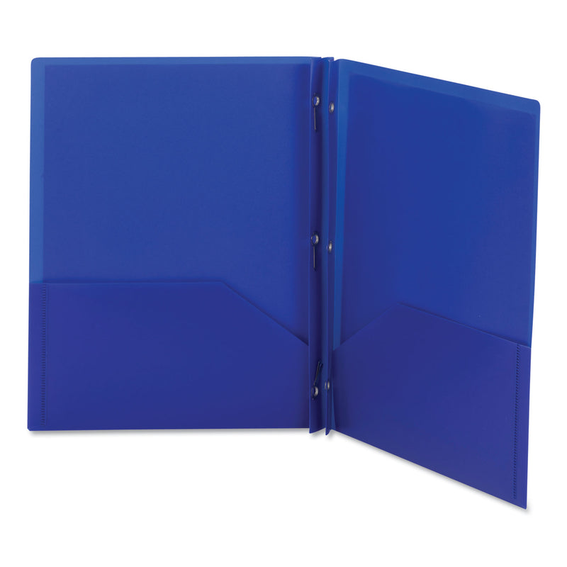 Smead Poly Two-Pocket Folder with Fasteners, 180-Sheet Capacity, 11 x 8.5, Blue, 25/Box
