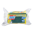 S.O.S. Heavy Duty Scrubber Sponge, 2.5 x 4.5, 0.9" Thick, Yellow/Green, 3/Pack, 8 Packs/Carton