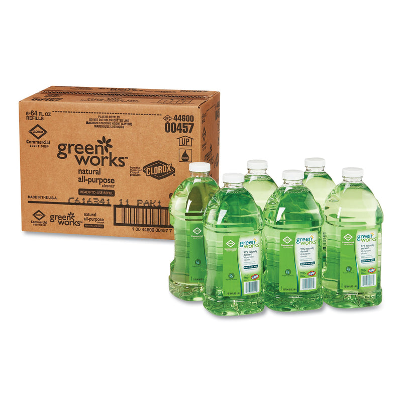 Green Works All-Purpose and Multi-Surface Cleaner, Original, 64 oz Refill, 6/Carton