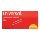 Universal Paper Clips, Jumbo, Nonskid, Silver, 100 Clips/Box, 10 Boxes/Pack