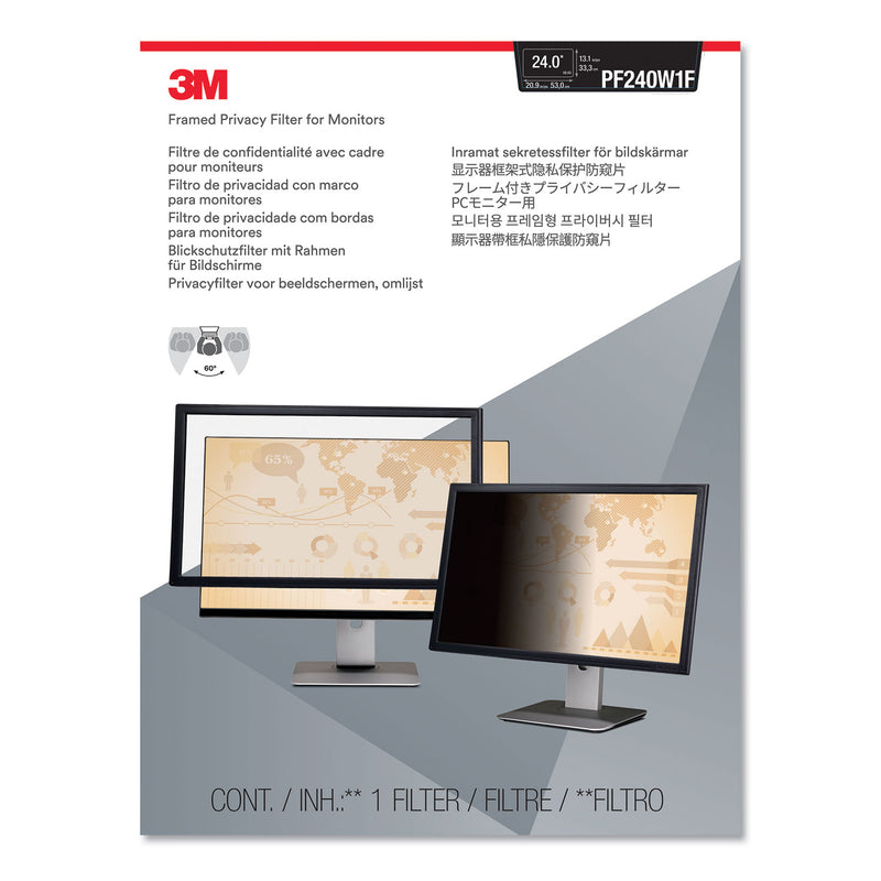 3M Framed Desktop Monitor Privacy Filter for 23.6" to 24" Widescreen LCD, 16:10