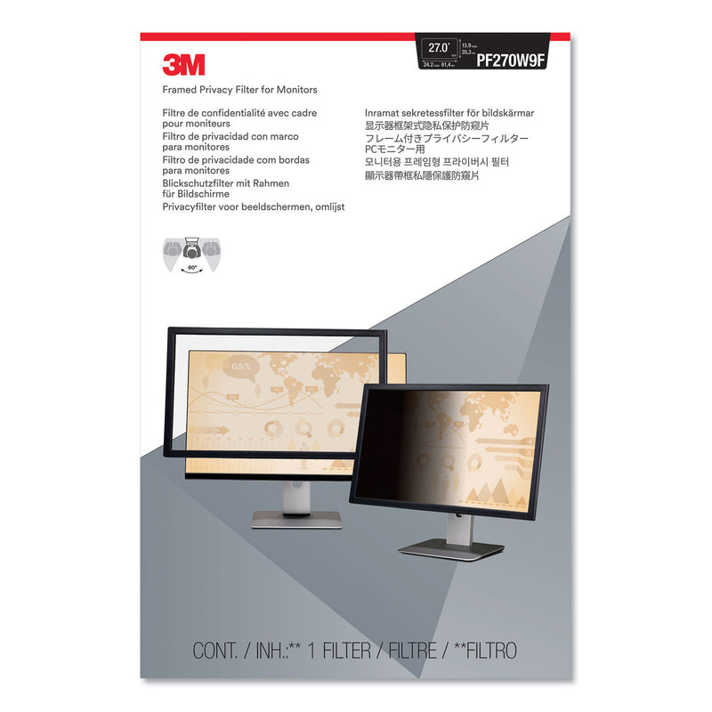 3M Framed Desktop Monitor Privacy Filter for 27" Widescreen LCD, 16:9 Aspect Ratio