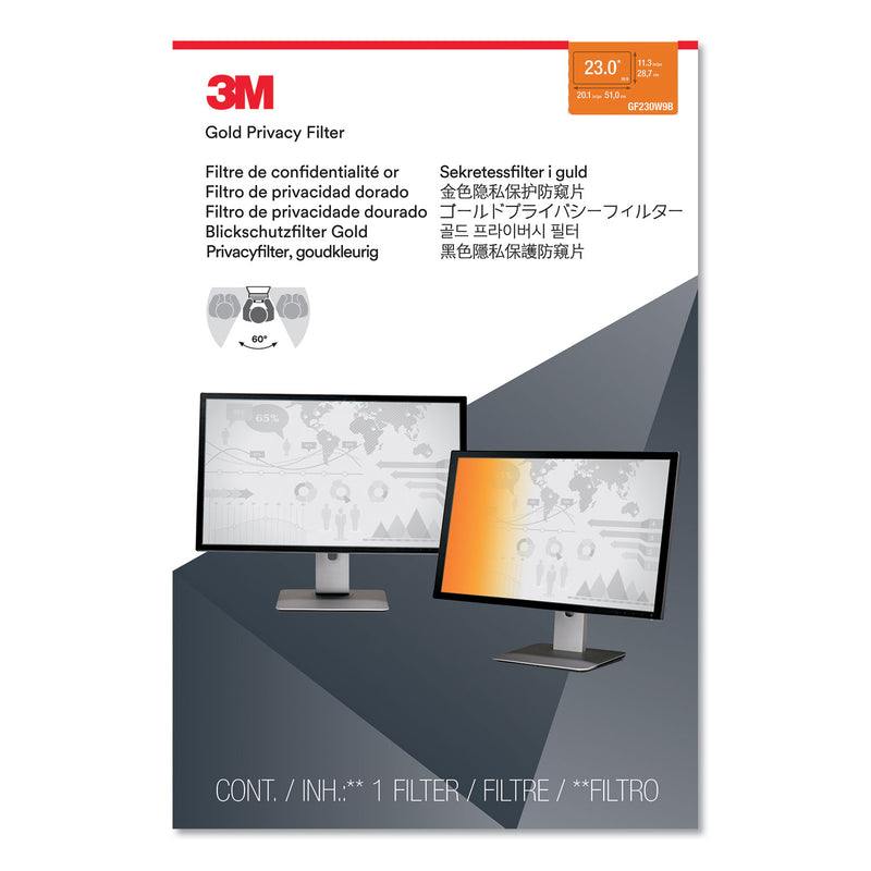 3M Gold Frameless Privacy Filter For 23.8" Widescreen Monitor, 16:9 Aspect Ratio