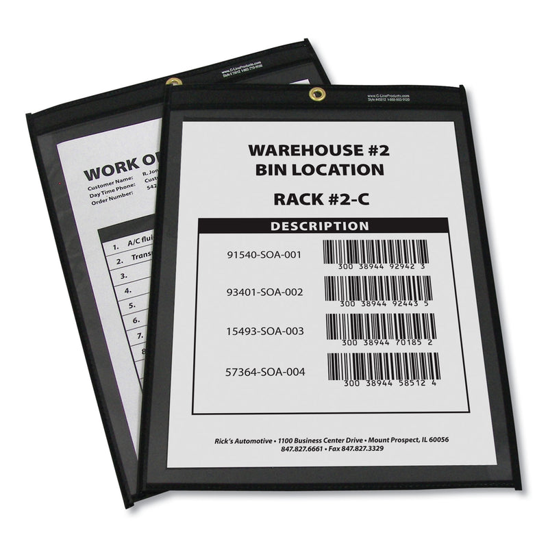 C-Line Shop Ticket Holders, Stitched, One Side Clear, 75 Sheets, 9 x 12, 25/Box