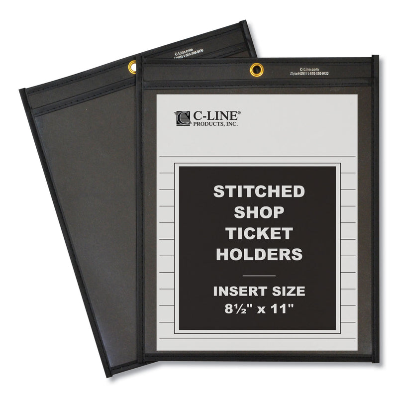 C-Line Shop Ticket Holders, Stitched, One Side Clear, 50 Sheets, 8.5 x 11, 25/Box
