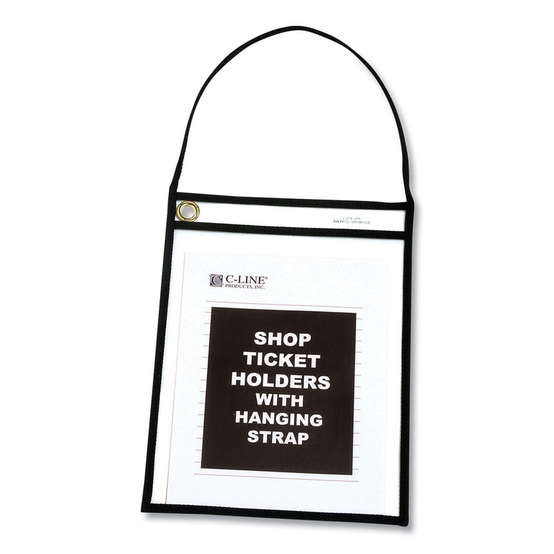 C-Line 1-Pocket Shop Ticket Holder w/Setrap, Black Stitching, 75-Sheet, 9 x 12, 15/Box