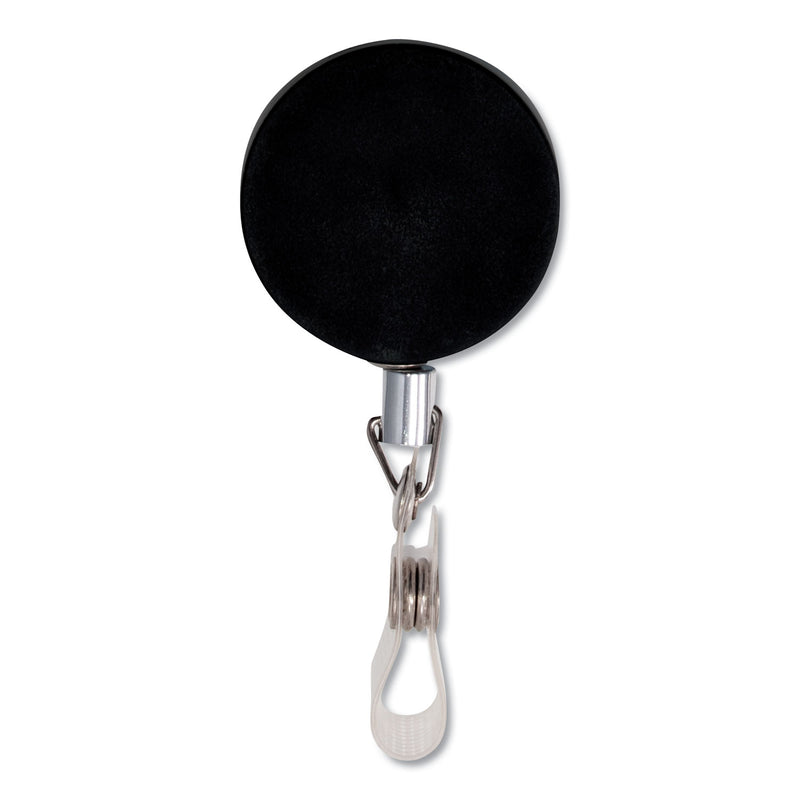Advantus Premier Heavy-Duty Retractable ID Card Reel, 24" Extension, Black/Silver, 12/Box