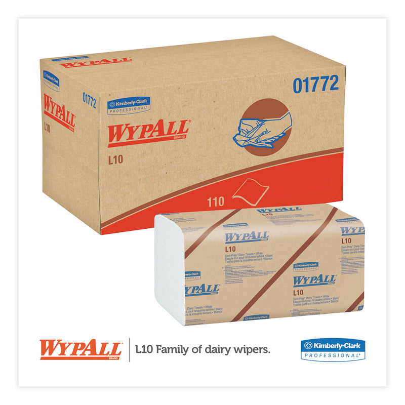 WypAll L10 SANI-PREP Dairy Towels, POP-UP Box, 1-Ply, 10.25 x 10.5, 110/Pack, 18 Packs/Carton