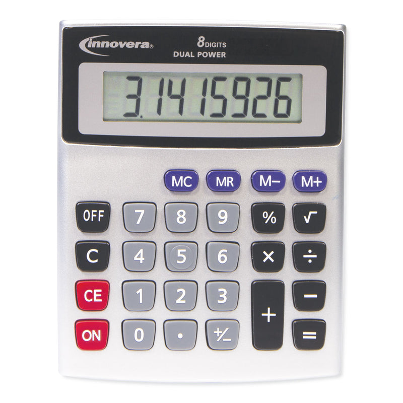 Innovera 15927 Desktop Calculator, Dual Power, 8-Digit LCD