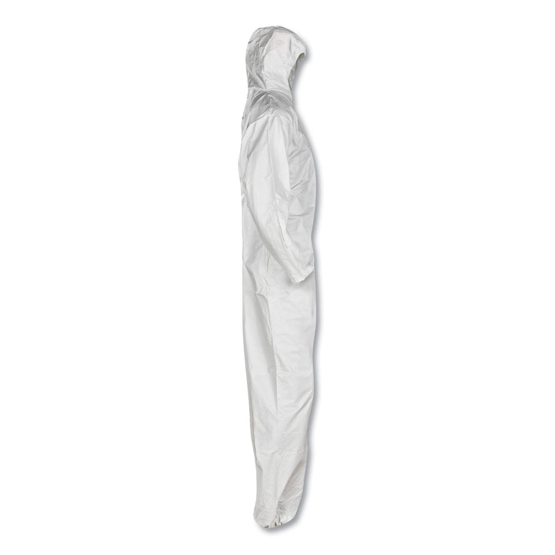 KleenGuard A20 Breathable Particle Protection Coveralls, Zipper Front, Large, White