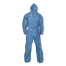 KleenGuard A20 Elastic Back Wrist/Ankle Hooded Coveralls, Large, Blue, 24/Carton