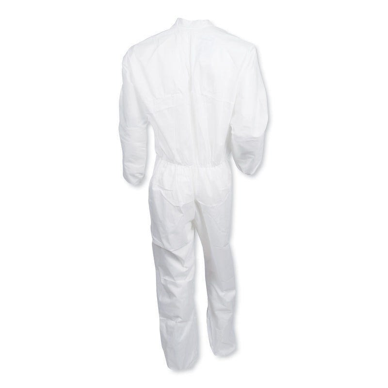 KleenGuard A30 Elastic-Back and Cuff Coveralls, Large, White, 25/Carton