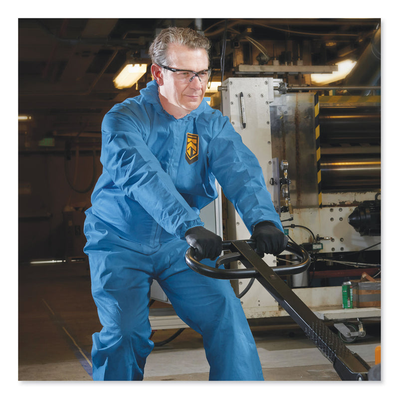 KleenGuard A60 Elastic-Cuff, Ankles and Back Hooded Coveralls, 3X Large, Blue, 20/Carton