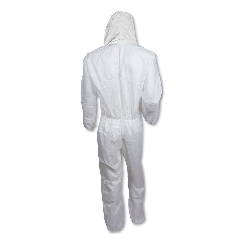 KleenGuard A20 Breathable Particle Protection Coveralls, Zipper Front, Large, White