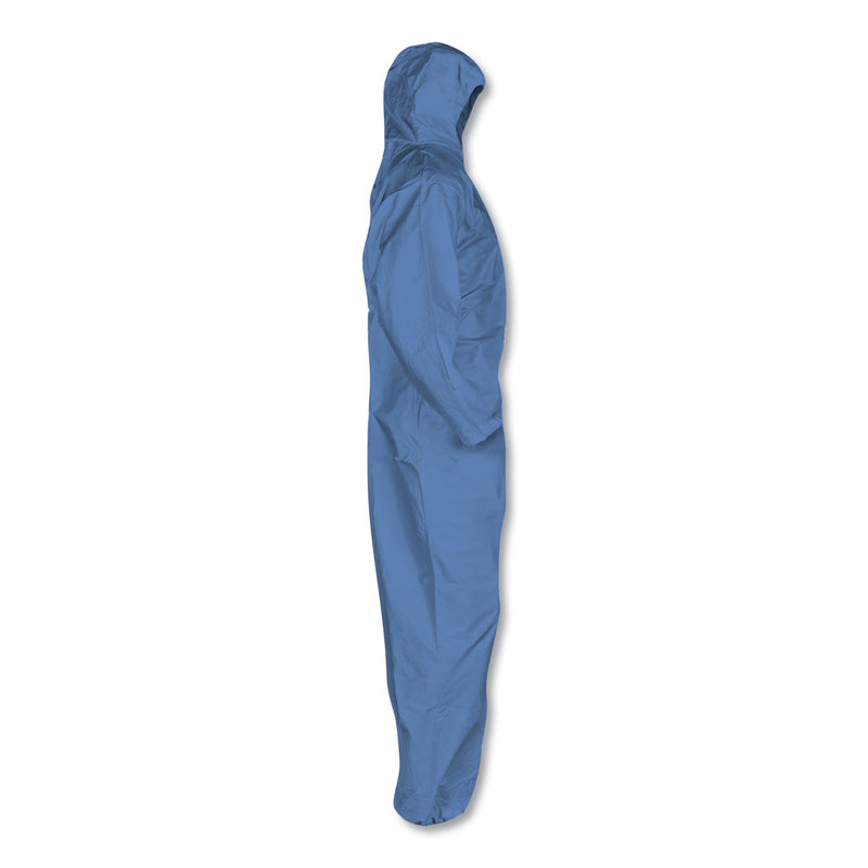 KleenGuard A60 Elastic-Cuff, Ankles and Back Hooded Coveralls, 2X-Large, Blue, 24/Carton