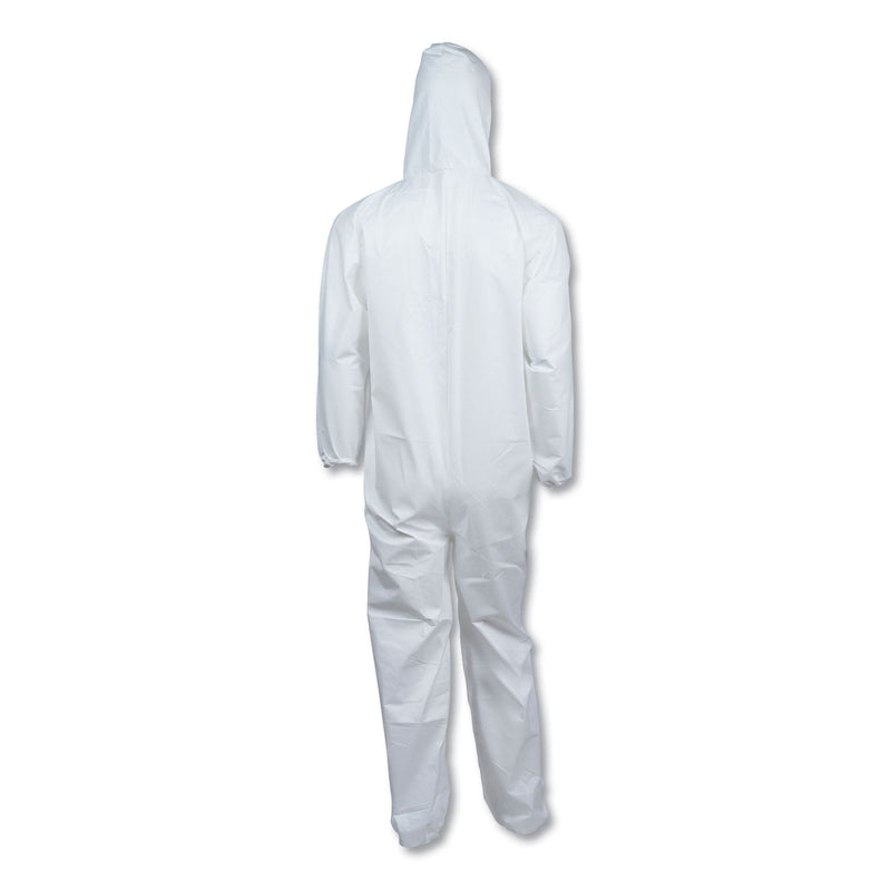 KleenGuard A40 Elastic-Cuff and Ankles Hooded Coveralls, X-Large, White, 25/Carton