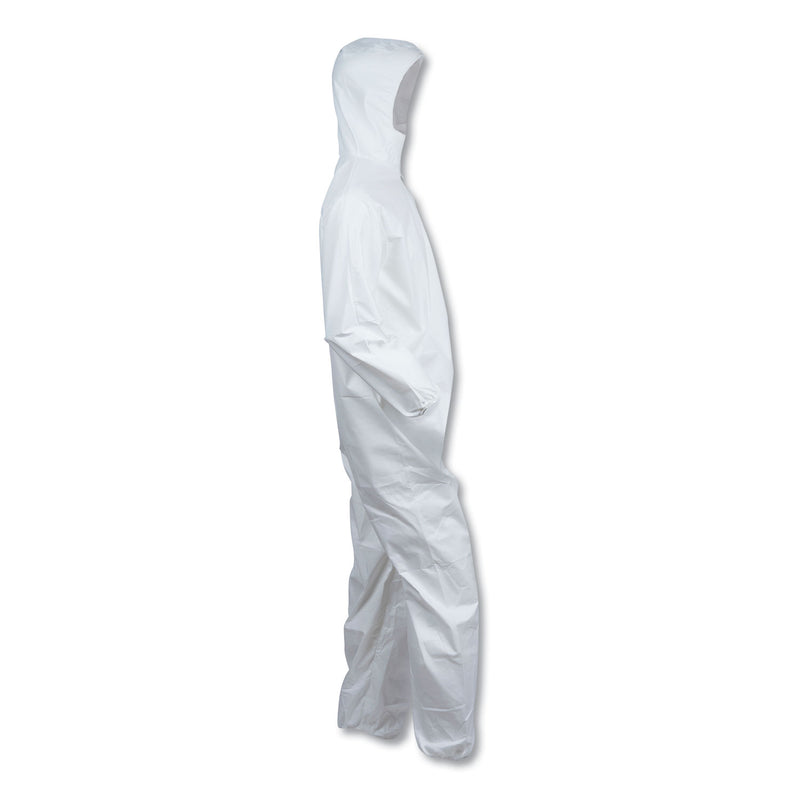 KleenGuard A40 Elastic-Cuff and Ankles Hooded Coveralls, X-Large, White, 25/Carton