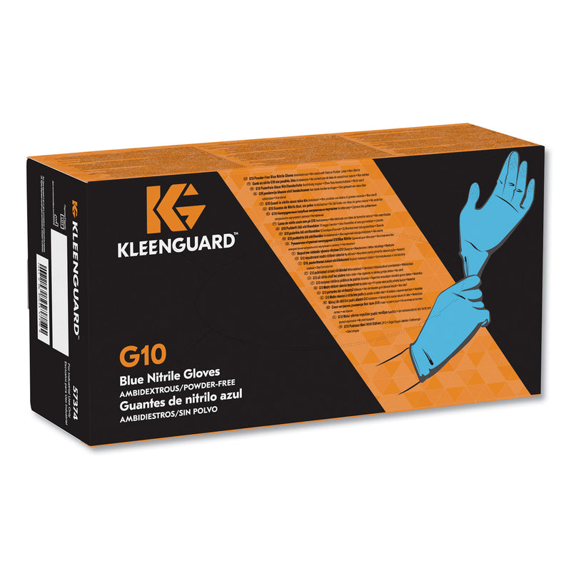 KleenGuard G10 Blue Nitrile Gloves, Powder-Free, Blue, 242 mm Length, X-Large, 90/Box