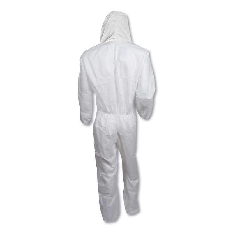 KleenGuard A20 Elastic Back, Cuff and Ankle Hooded Coveralls, Zip, X-Large, White, 24/Carton