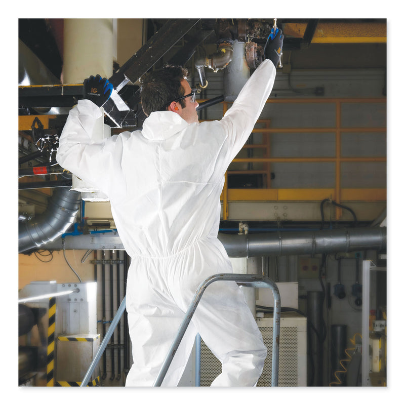 KleenGuard A20 Elastic Back and Ankle Hood and Boot Coveralls, X-Large, White, 24/Carton