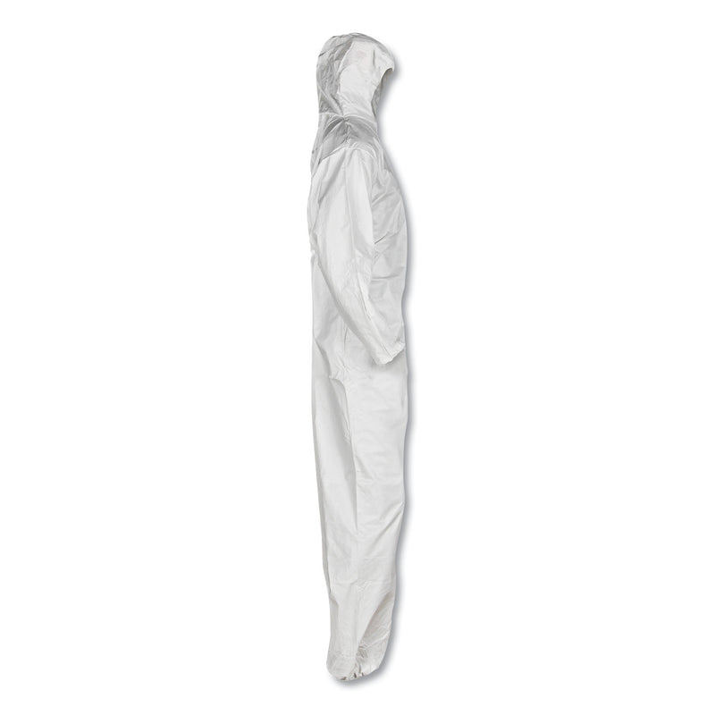 KleenGuard A30 Elastic-Back and Cuff Hooded Coveralls, 2X-Large, White, 25/Carton