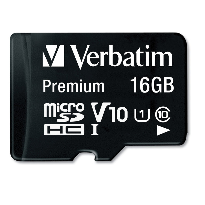 Verbatim 16GB Premium microSDHC Memory Card with Adapter, UHS-I V10 U1 Class 10, Up to 80MB/s Read Speed