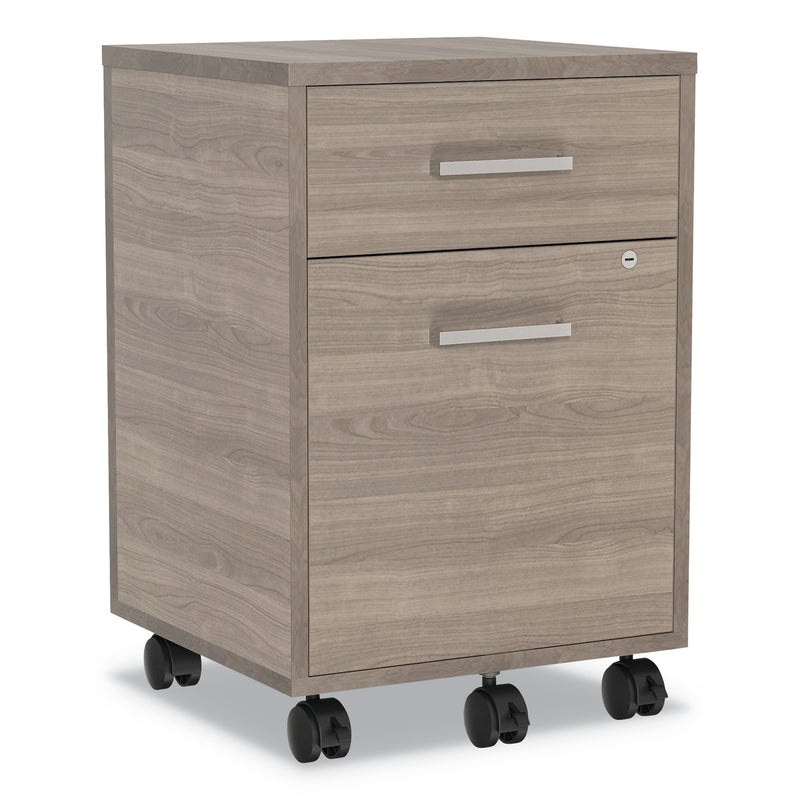 Linea Italia Urban Mobile File Pedestal, Left or Right, 2-Drawers: Box/File, Legal/A4, Natural Walnut, 16" x 15.25" x 23.75"