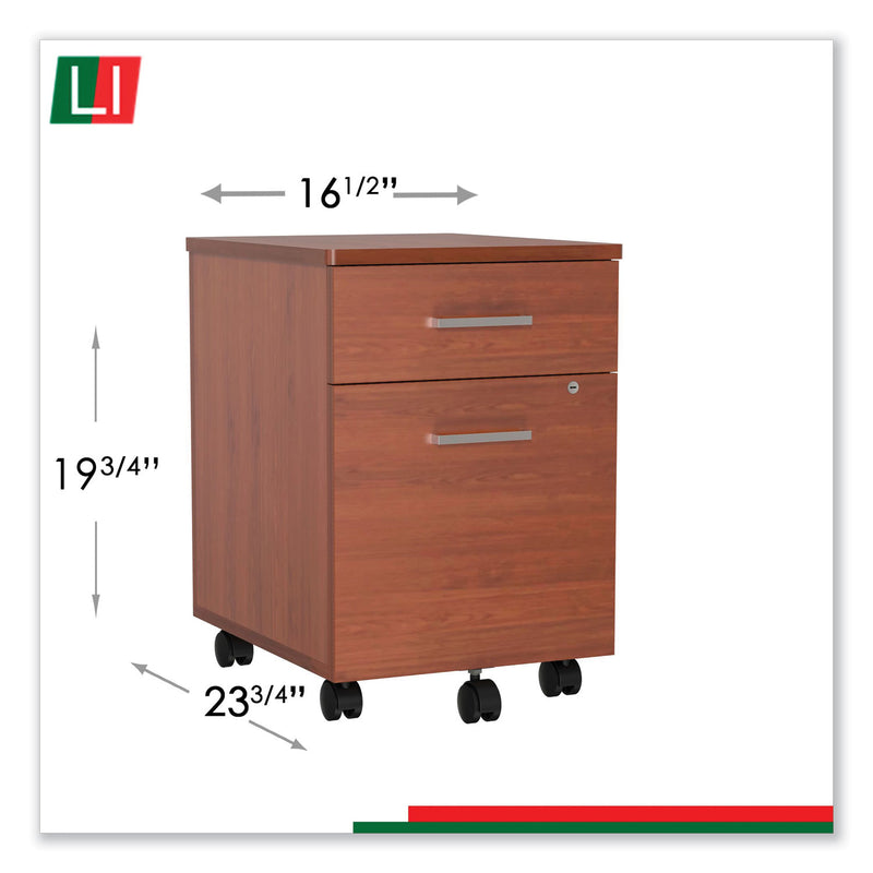 Linea Italia Trento Line Mobile Pedestal File, Left or Right, 2-Drawers: Box/File, Legal/Letter, Cherry, 16.5" x 19.75" x 23.63"