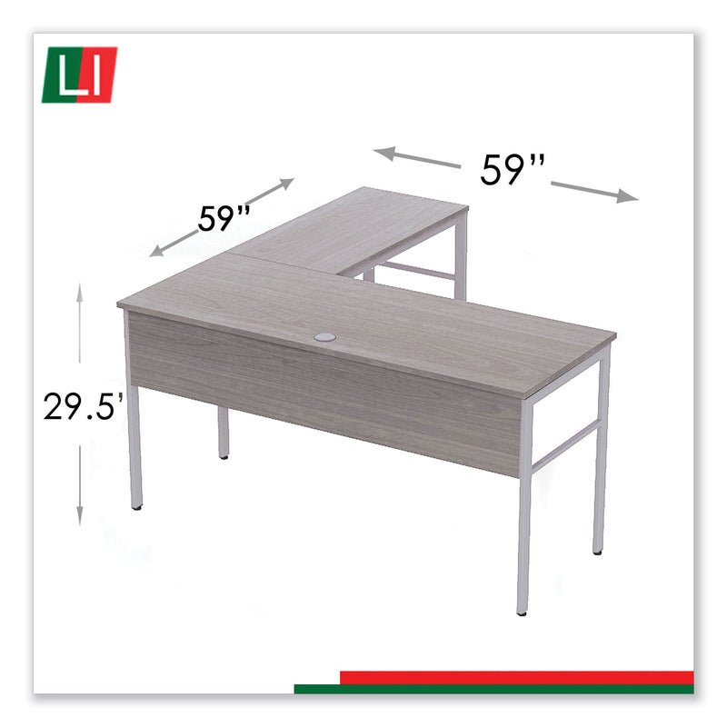 Linea Italia Urban Series L- Shaped Desk, 59" x 59" x 29.5", Ash