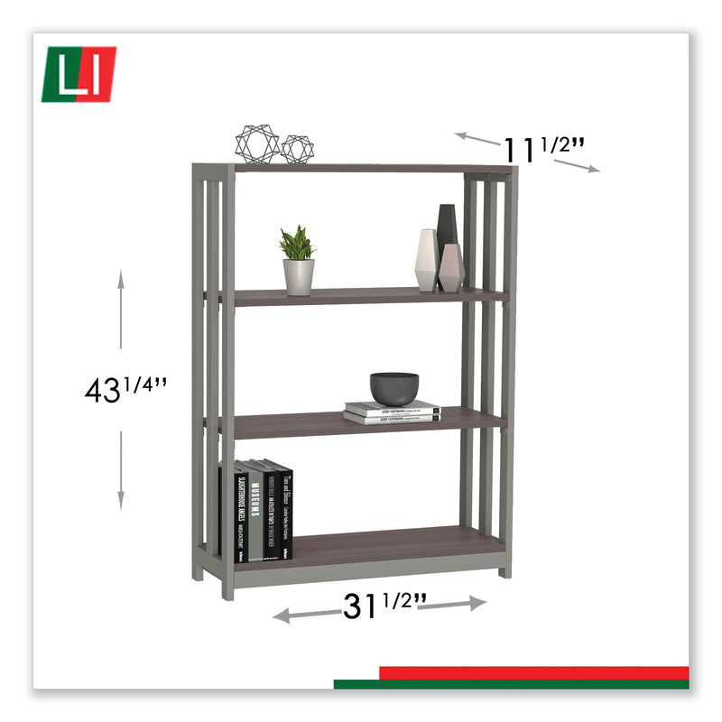 Linea Italia Trento Line Bookcase, Three-Shelf, 31.5w x 11.63d x 43.25h, Mocha