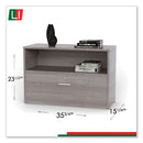 Linea Italia Urban 36" Credenza, Bottom Pedestal, 35.25w x 15.25d x 23.75h, Ash