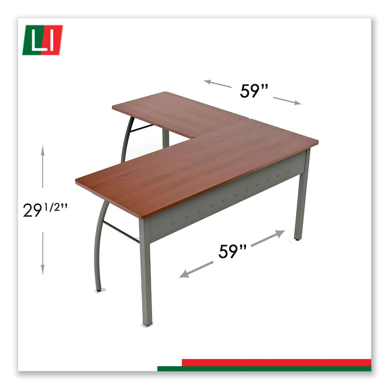 Linea Italia Trento Line L-Shaped Desk, 59.13" x 59.13" x 29.5", Cherry