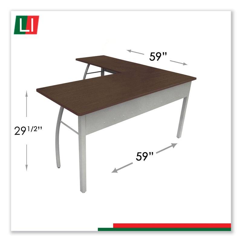 Linea Italia Trento Line L-Shaped Desk, 59.13" x 59.13" x 29.5", Mocha/Gray
