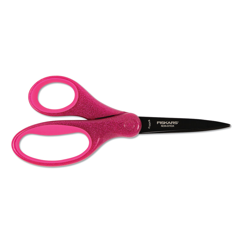 Fiskars Student Designer Non-Stick Scissors, Pointed Tip, 7" Long, 2.75" Cut Length, Randomly Assorted Straight Handles